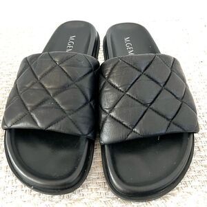 M. Gemi Black quilted leather Alessa slide sandals Sz 36 Womens 6